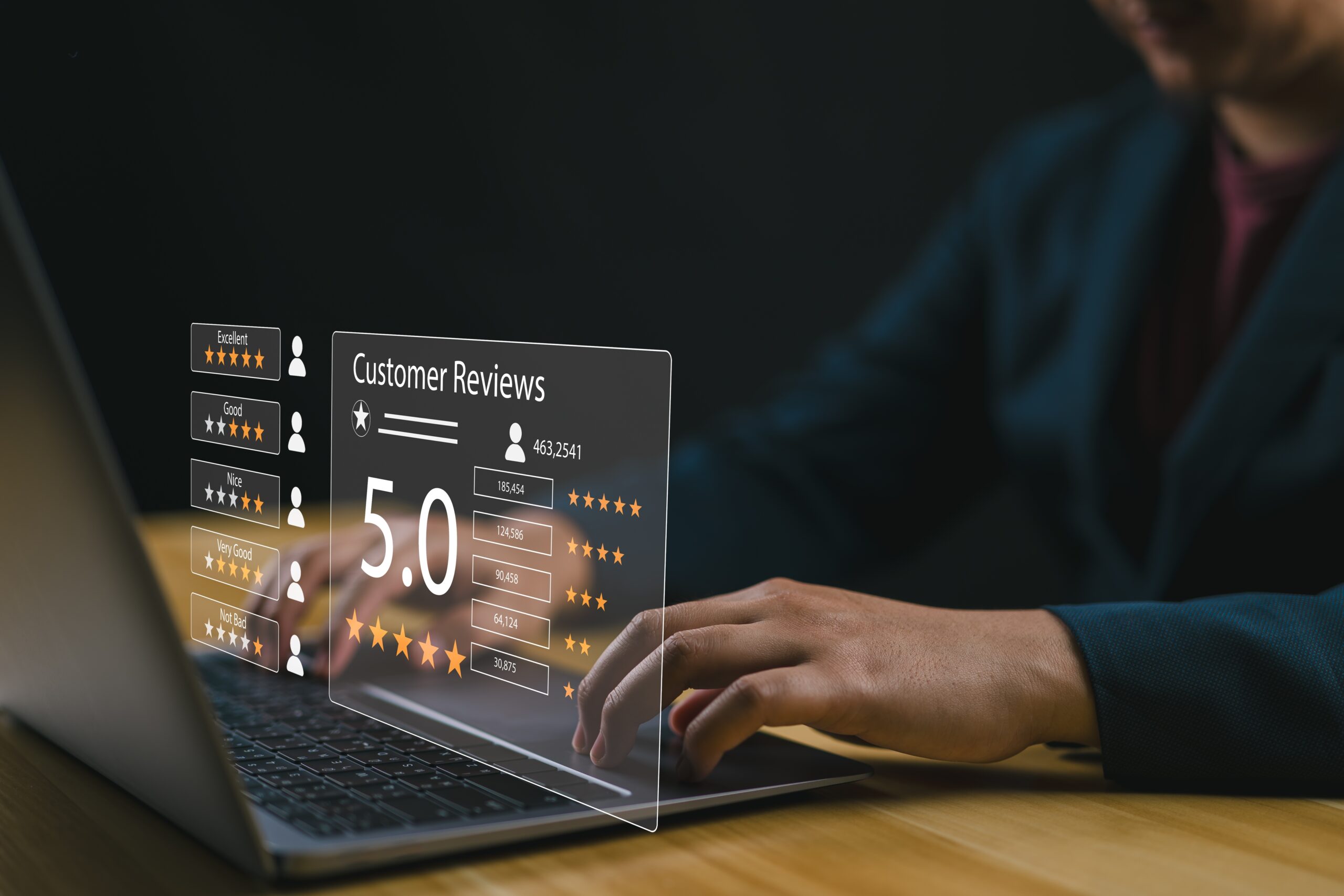 Customer writing feedback and reviews