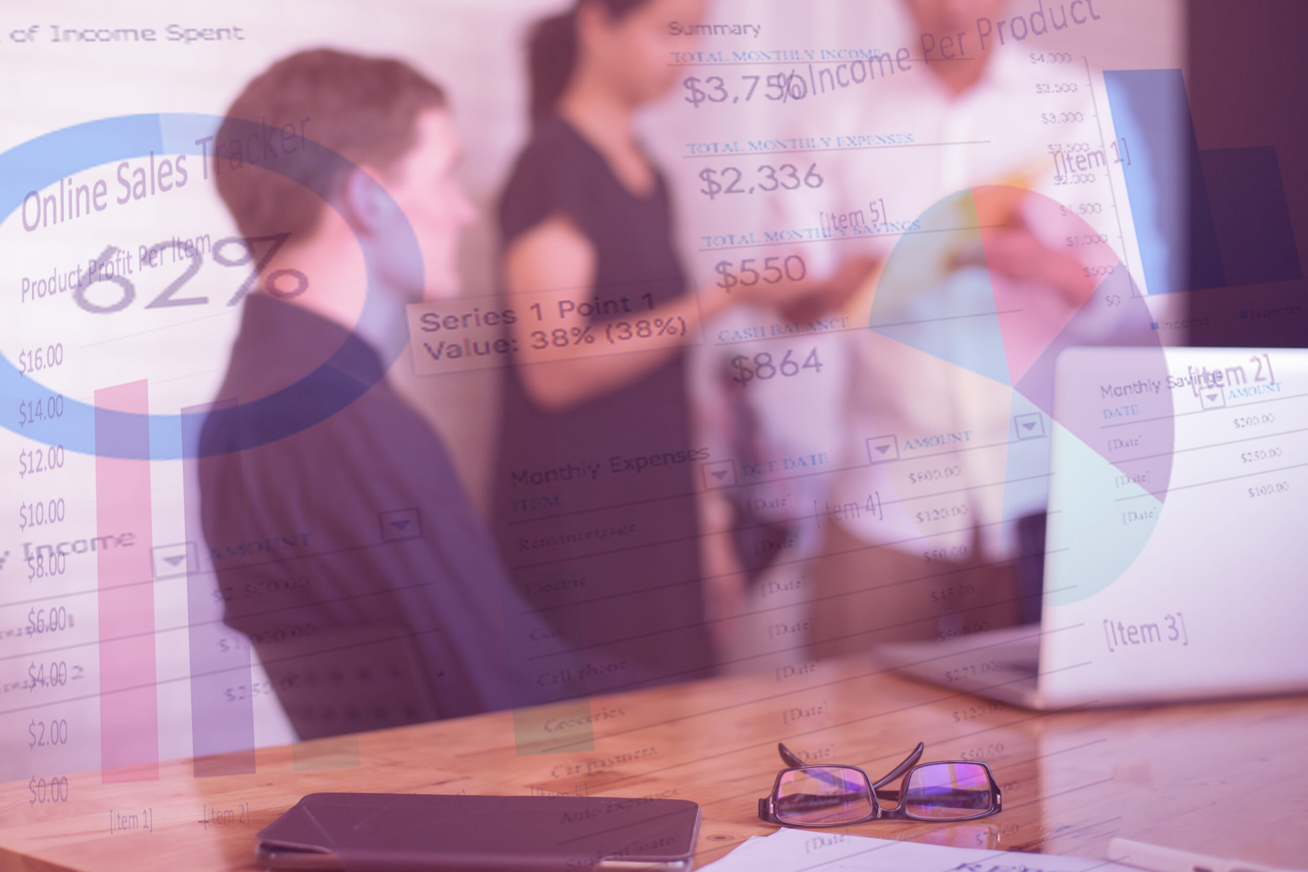 Marketing team using AI data in their analysis
